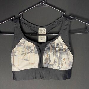 PINK Victoria's Secret Black Sports Bra with Marble Panels